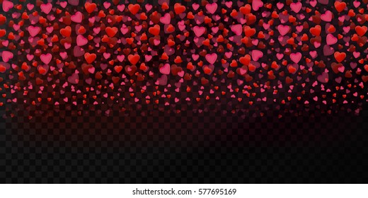 Vector heart confetti on the transparent background. Concept of Happy Valentine's Day.