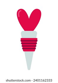 Piloto de corcho de corazón vectorial. Corcho plano para botellas de vidrio.