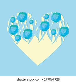 vector heart covered with spring flowers