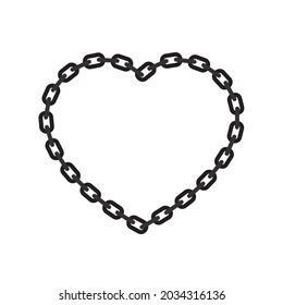 Vector heart created using a black chain. Isolated on white background