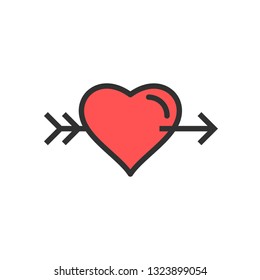 Vector Heart Cross Arrow Icon