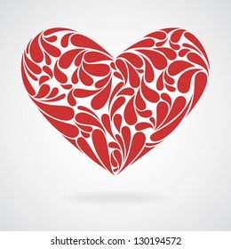 Vector heart curls. Illustration and sign of love.