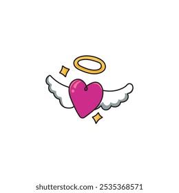 vector heart with cute wings