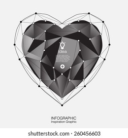 vector heart dark diamond / abstract background wallpaper / love crytal