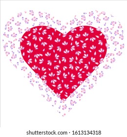 Vector heart decorated with petals. Element for design.
