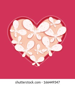 Vector heart with decoration butterflies