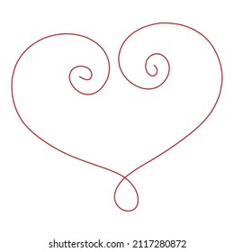 Vector heart decoration element red lineart. Heart shape beautiful decoration for invintations, greeting cards, wedding