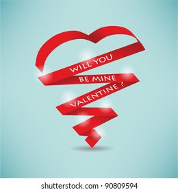 Vector heart decoration made from red paper stripe