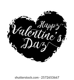 A vector heart design showcases elegant calligraphic text that reads Happy Valentine's Day. The design captures a romantic essence perfect for celebrating love on this special occasion.