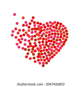 Vector heart dots. Winter Valentines day snow heart with dots. Vector illystration.