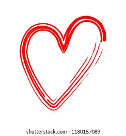 Vector heart with a dry brush. Valentine day. grunge illustration. Hand drawn grunge hearts. Love symbol .