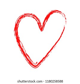 Vector heart with a dry brush. Valentine day. grunge illustration. Hand drawn grunge hearts. Love symbol .