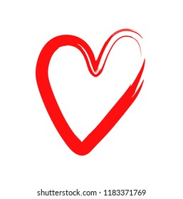 Vector heart with a dry brush. Valentine day. grunge illustration. Hand drawn grunge hearts. Love symbol .