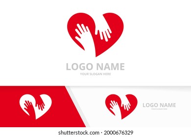 Vector heart and embrace logo combination. Friendship logotype design template.