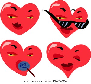 vector heart emotions set