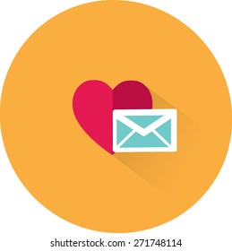 Vector heart and envelope icon. Flat illustration.