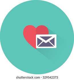Vector heart and envelope icon. Flat illustration.
