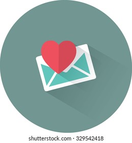 Vector heart and envelope icon. Flat illustration.