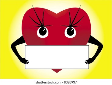 vector heart with eyes and banner