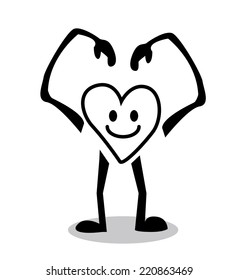 Vector of Heart Face making love shape hand