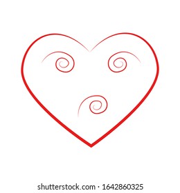 Vector heart face of outline hand drawn heart icon. Illustration for your graphic design.