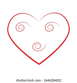 Vector heart face of outline hand drawn heart icon. Illustration for your graphic design.