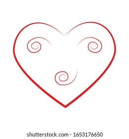 Vector heart face of outline hand drawn heart icon. Illustration for your graphic design.