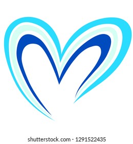 Vector heart in a few shades of blue