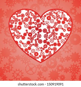 Vector heart filled with gears
