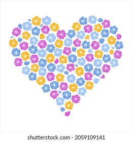 Vector heart, floral ornament, flowers.