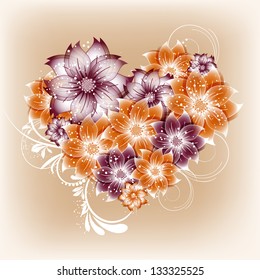 vector heart flower background