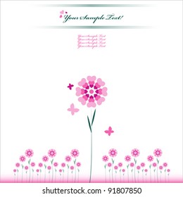 Vector Heart Flower background or card.