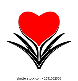 vector heart flower isolated on white background
