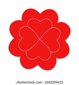 Vector heart flower of outline hand drawn heart icon. Illustration for your graphic design.