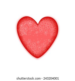 Vector heart with flowers decor. Valentines day card.
