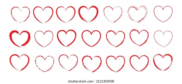 vector heart frame with brush painting on white background.. vector illustration