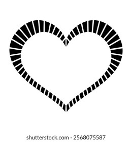 Vector heart frame illustration in line art style. Graphic monochrome drawing. Hand drawn heart outline sketch, ink illustration. Design element for wedding invitation, Valentines day card, tattoo