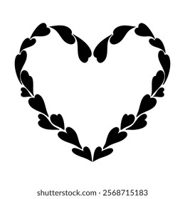 Vector heart frame illustration in line art style. Graphic monochrome drawing. Hand drawn heart outline sketch, ink illustration. Design element for wedding invitation, Valentines day card, tattoo