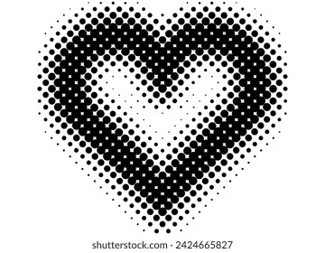 
Vektor-Herzrahmen aus schwarzen runden Punkten auf weißem Hintergrund. Schwarzweißmuster. Designelement. Moderner Vektorhintergrund. Halbtöne. Gefleckte Illustration Symbol der Liebe