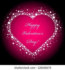 Vector heart frame on pink background