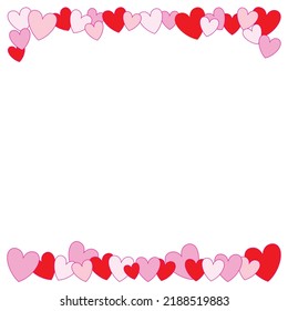 vector heart frame, pink heart border for a greeting card, valentine poster border