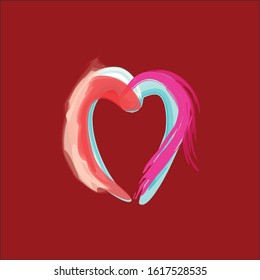 Vector Heart Full Color and red color background