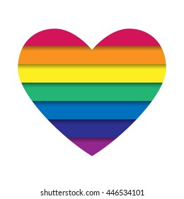 Vector heart  gay flag. Gay heart pride flag. Heart flag of gay love. Rainbow heart.