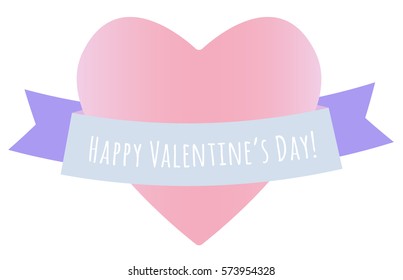 Vector heart with gift tape and text happy valentine's day. Element for your design.