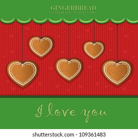 vector heart gingerbread green card congratulations