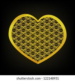 Vector a heart of gold with a pattern inside