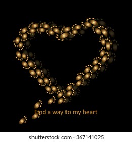 Vector heart for gold paws. Valentine's day background.