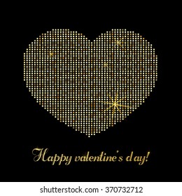 Vector heart in Gold points