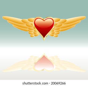 vector heart of gold with wings