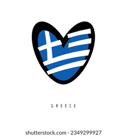 Corazón vectorial con bandera griega, aislado
